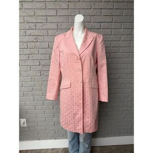 Vintage Kasper Women’s Pink Geometric Pattern Trench Jacket Size 12
